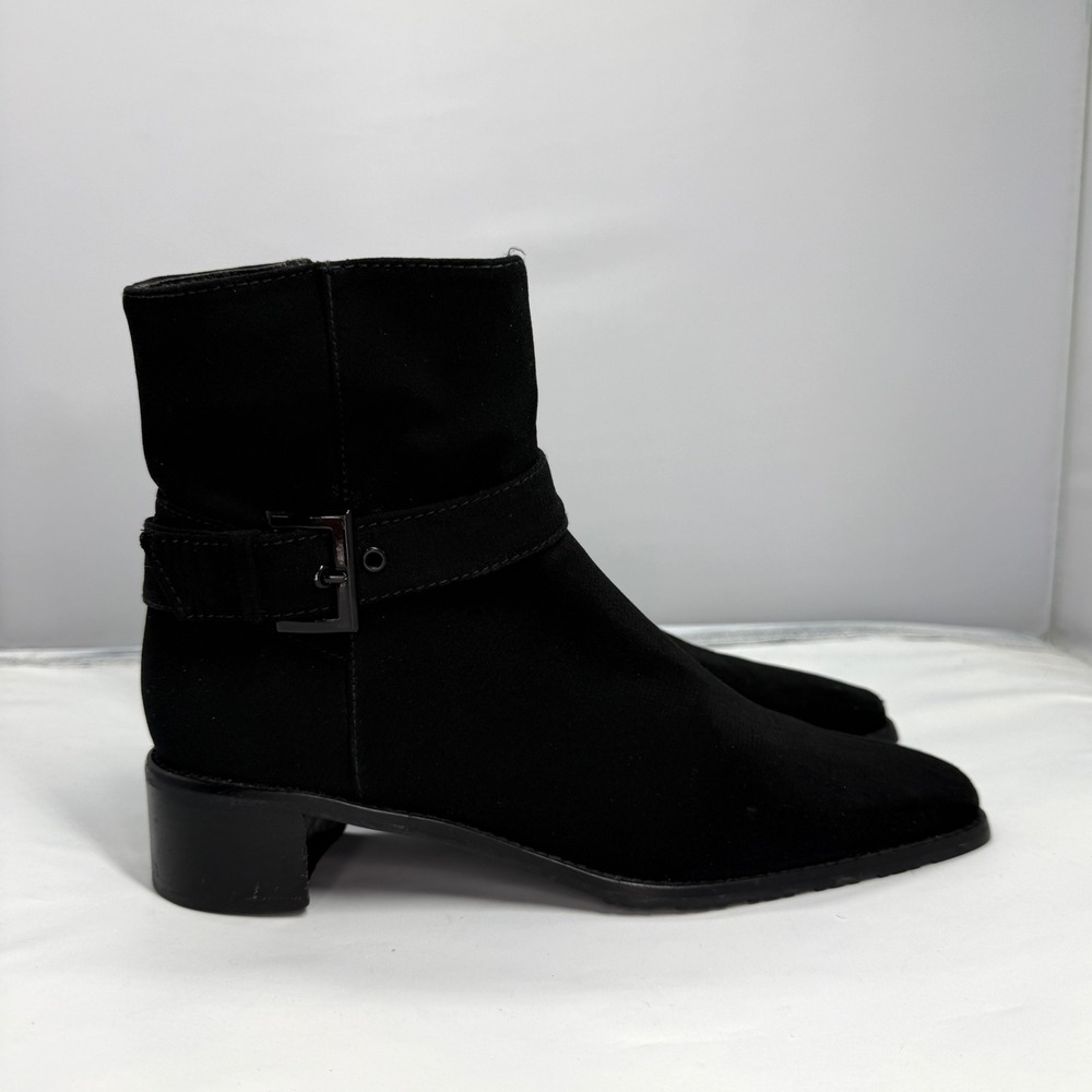 Stuart Weitzman Black Fabric Square Toe Ankle Boots 64465 Made in Spain 7M